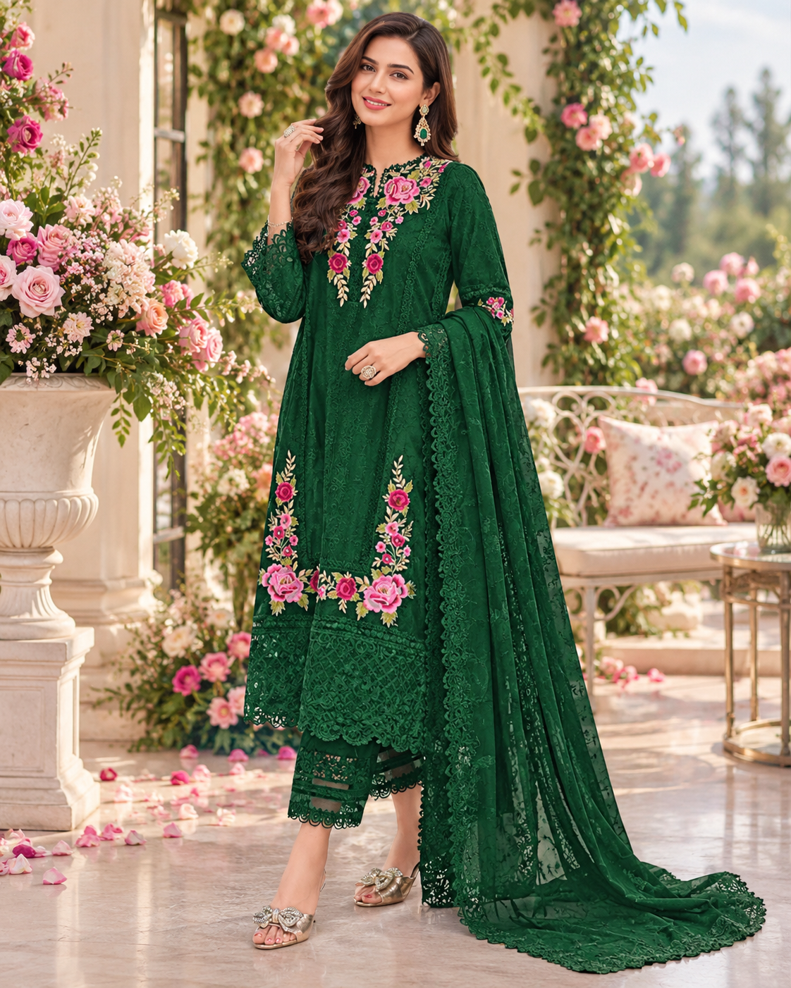 Pakistani Look Chinon Sequence Embroidery Wonderful Semi-Stitched Salwar Suit Material