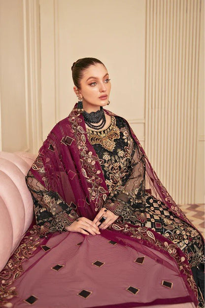 Maroon Minhal by Ramsha Embroidered Organza Suits Vol 6 – RSH22-M6-M-606 By Dealbazaars
