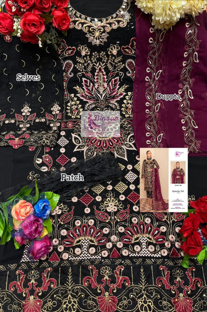 Maroon Minhal by Ramsha Embroidered Organza Suits Vol 6 – RSH22-M6-M-606 By Dealbazaars