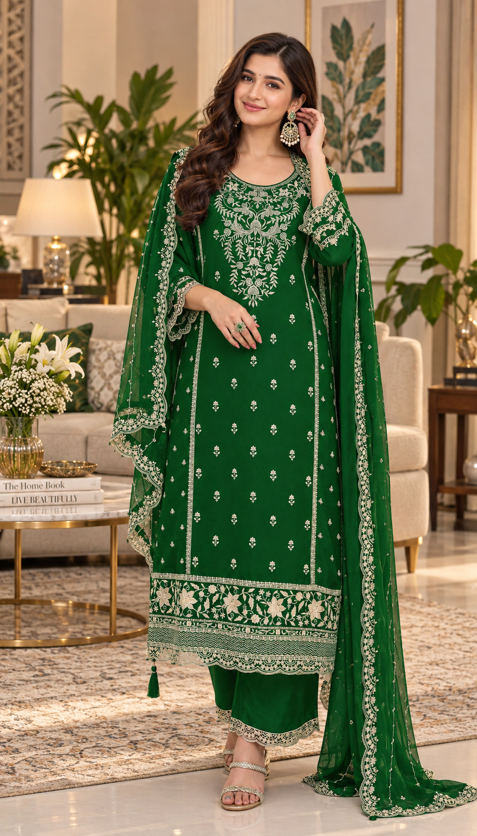 Heavy Work Chinon Sequence Embroidery Beautiful Semi-Stitched Pakistani Salwar Suit Material