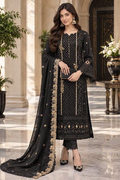 Attractive Georgette Sequence Embroidery Multi Purpose Semi-Stitched Pakistani Salwar Suit Material