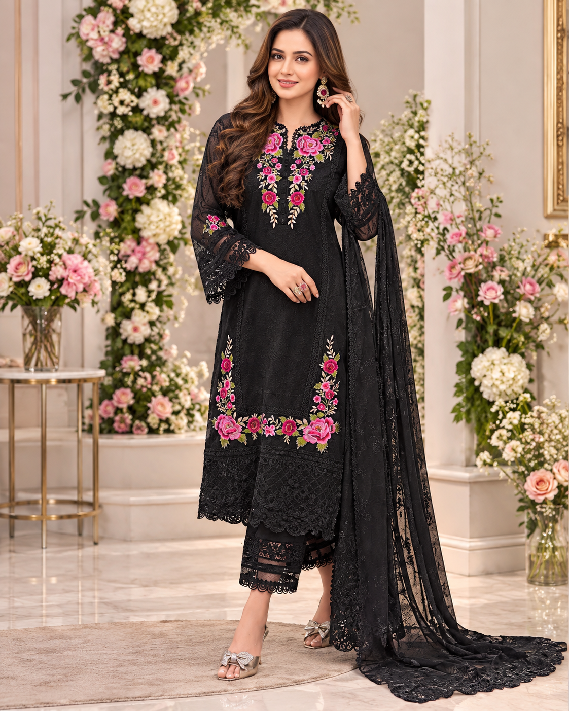 Pakistani Look Chinon Sequence Embroidery Wonderful Semi-Stitched Salwar Suit Material