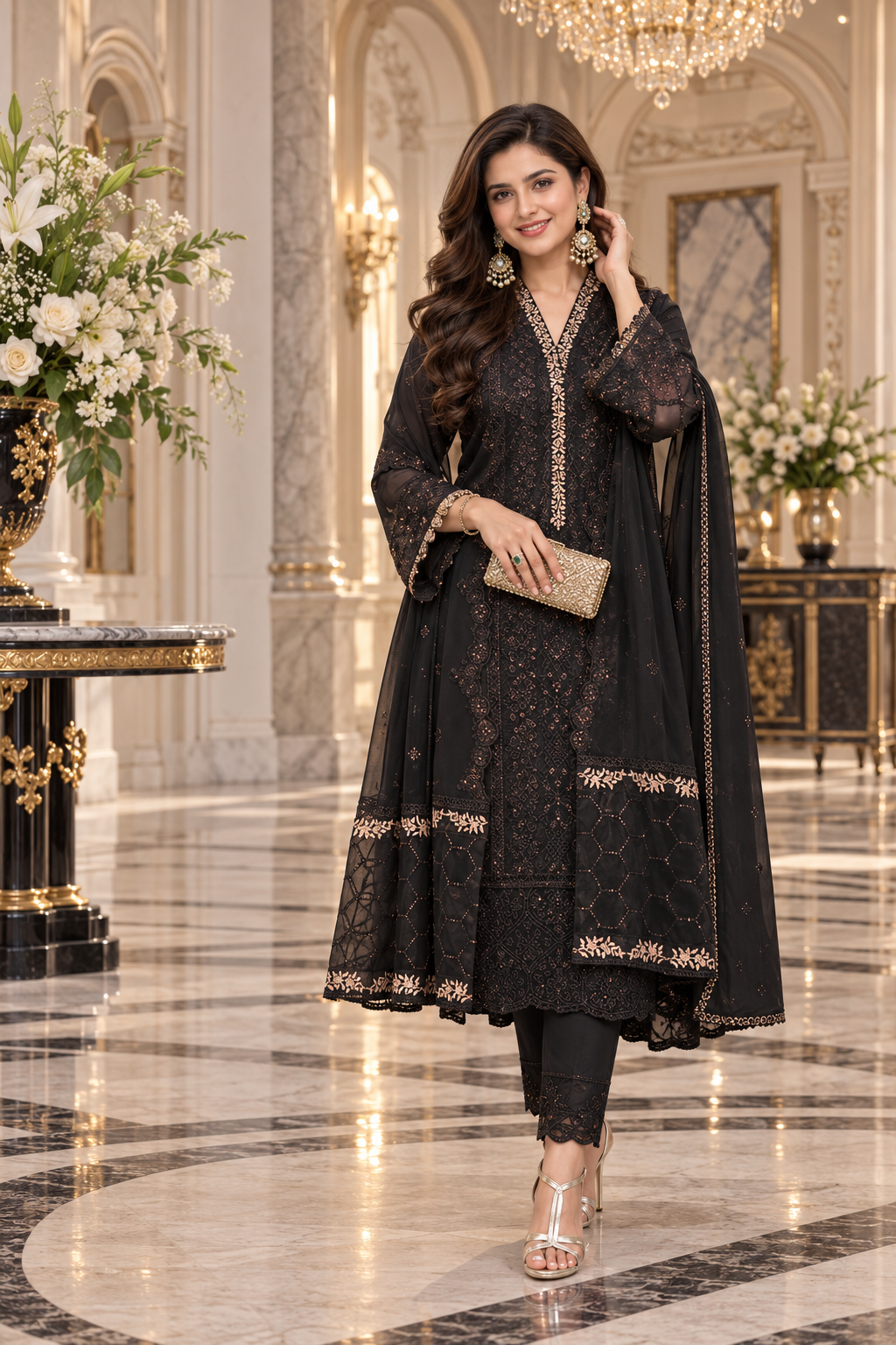 Heavy Work Georgette Sequence Embroidery Semi-Stitched Wonderful Pakistani Outfit