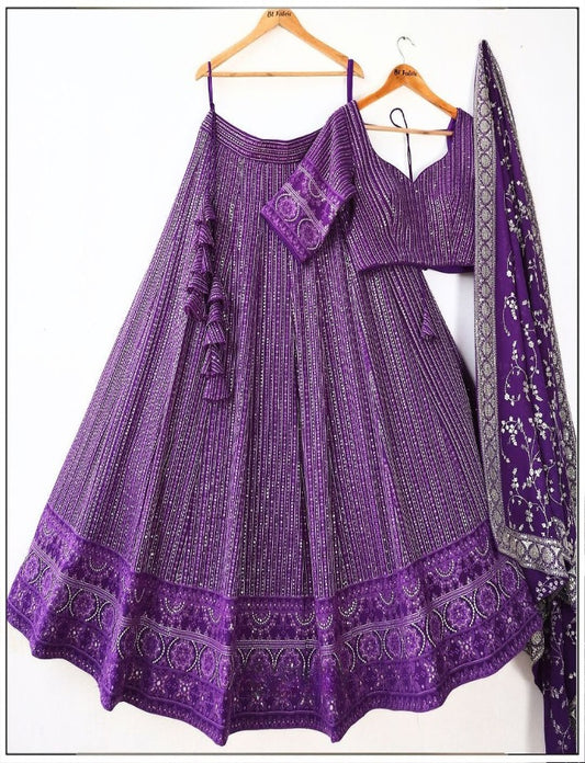Purple Color Sequence Embroidery Lehenga Choli Ready to Wear Wedding Wear Chaniya Choli Party Festival Wear Indian Outfits For Women's