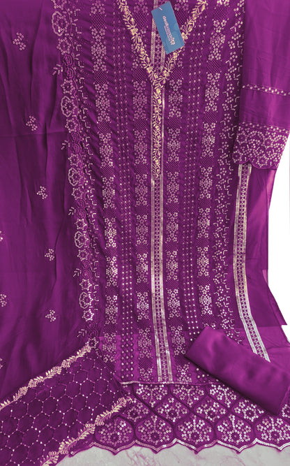 Heavy Work Georgette Sequence Embroidery Semi-Stitched Wonderful Pakistani Outfit