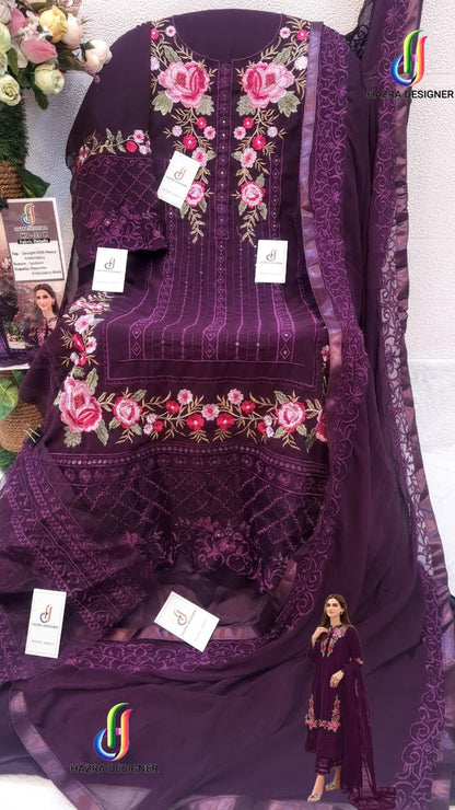 Pakistani Look Chinon Sequence Embroidery Wonderful Semi-Stitched Salwar Suit Material