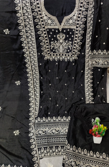 Pakistani Look Heavy Chinon Sequence Embroidery Wonderful Semi-Stitched Salwar Suit Material