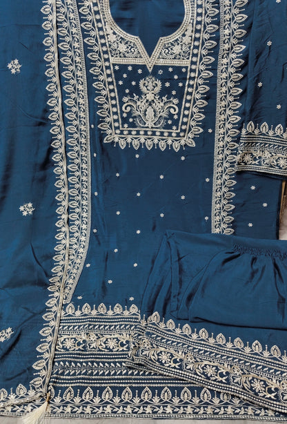 Pakistani Look Heavy Chinon Sequence Embroidery Wonderful Semi-Stitched Salwar Suit Material