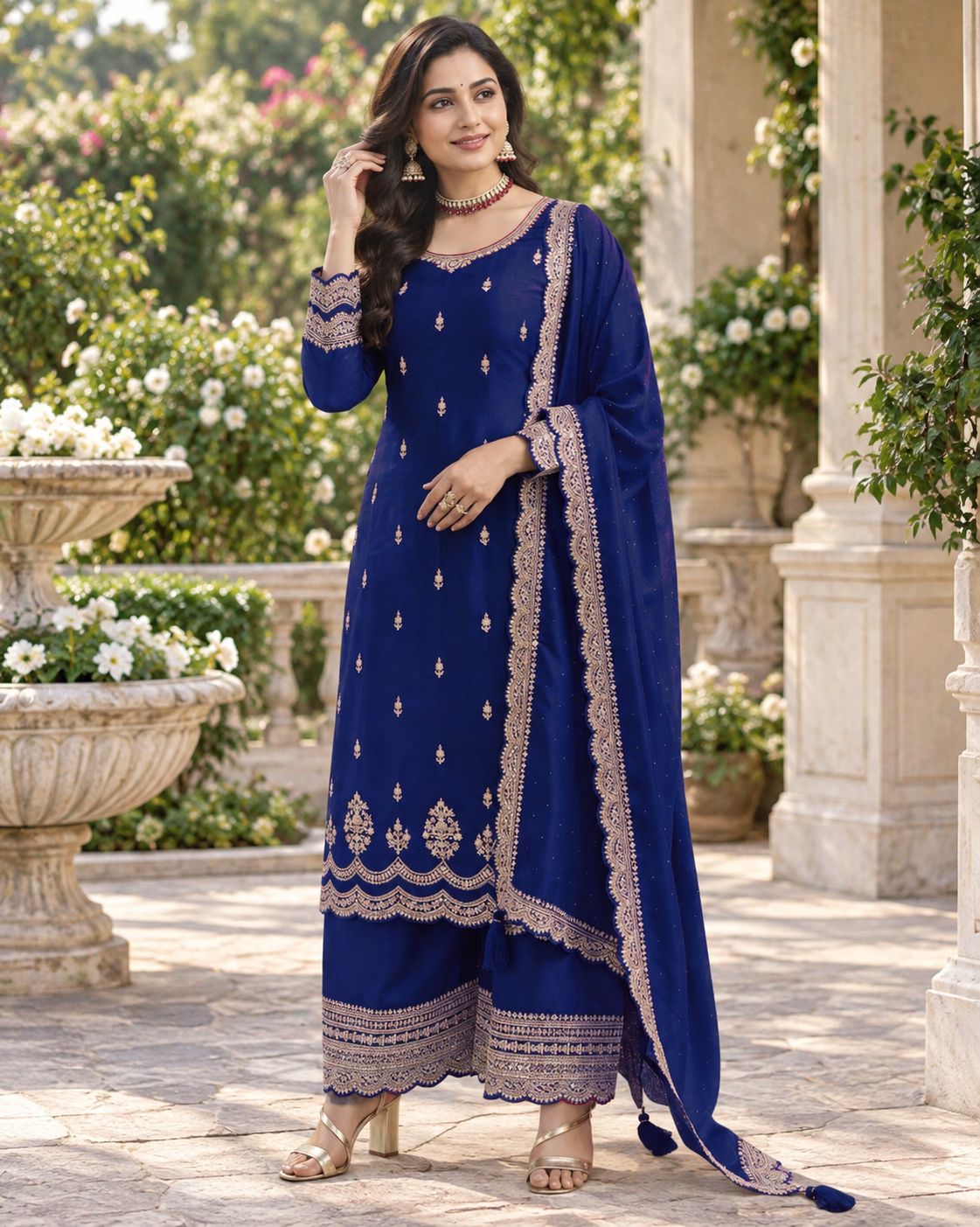 Pakistani Dress for Women Chinon Coding Sequence Embroidery Work Wonderful Semi-Stitched Plazzo Suit Material