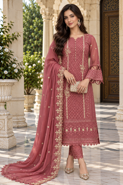 Attractive Georgette Sequence Embroidery Multi Purpose Semi-Stitched Pakistani Salwar Suit Material