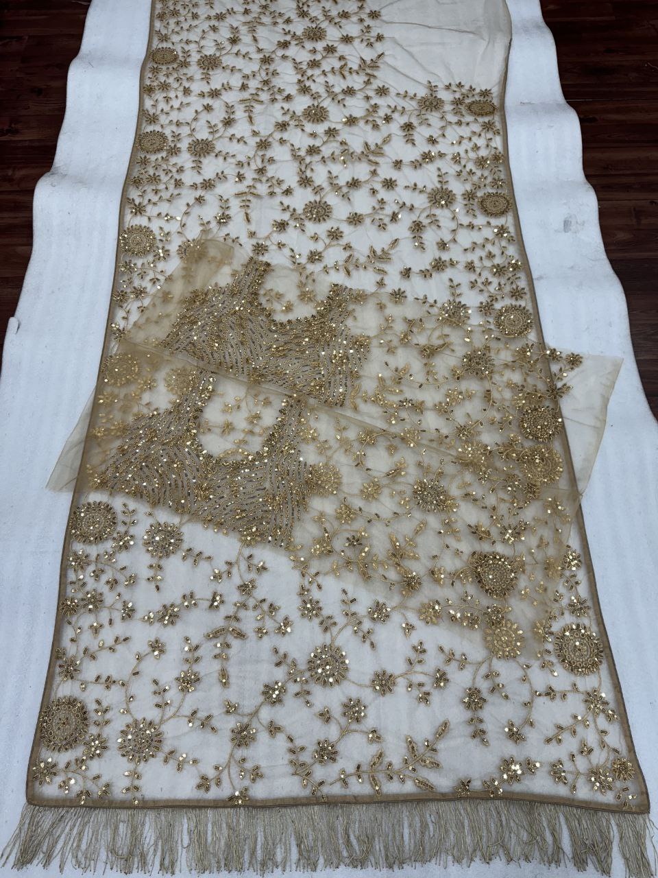 Premium Mono Net Saree with Heavy Multicolor Sequin Embroidery & Zalar Border