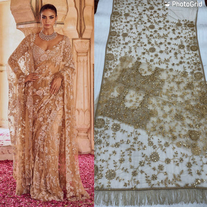 Premium Mono Net Saree with Heavy Multicolor Sequin Embroidery & Zalar Border