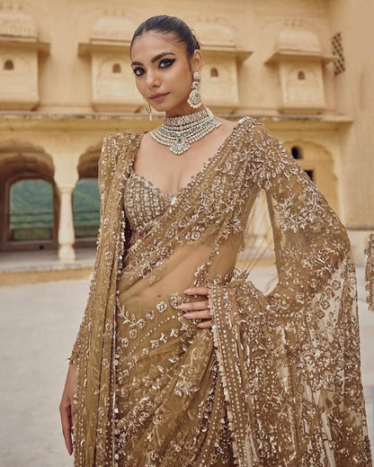 Premium Mono Net Saree with Heavy Multicolor Sequin Embroidery & Zalar Border