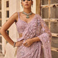 Heavy Mono Net Saree with Multicolor Sequin Embroidery & Glass Fringe Tassel Pallu
