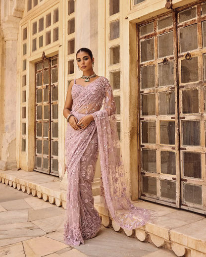 Premium Mono Net Saree with Heavy Multicolor Sequin Embroidery & Zalar Border