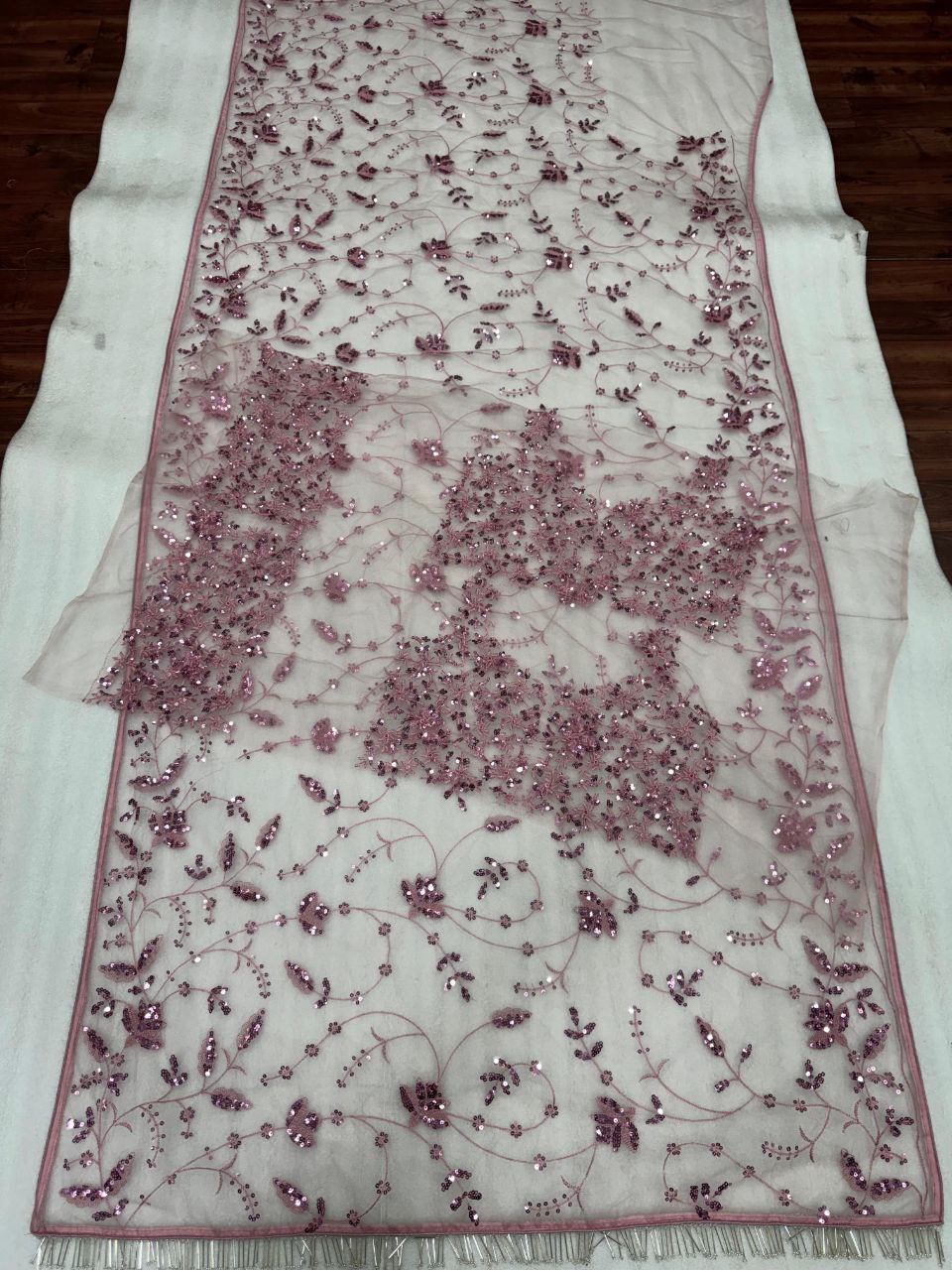 Premium Mono Net Saree with Heavy Multicolor Sequin Embroidery & Zalar Border