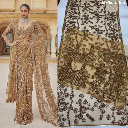Premium Mono Net Saree with Heavy Multicolor Sequin Embroidery & Zalar Border