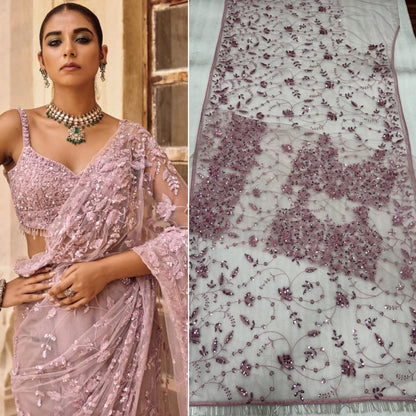 Premium Mono Net Saree with Heavy Multicolor Sequin Embroidery & Zalar Border