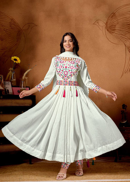 Women’s Heavy Roman Silk Anarkali Suit with Pant & Dupatta | Embroidery & Sequence Work | Full Sleeve, Fully Stitched | Festive & Party Wear