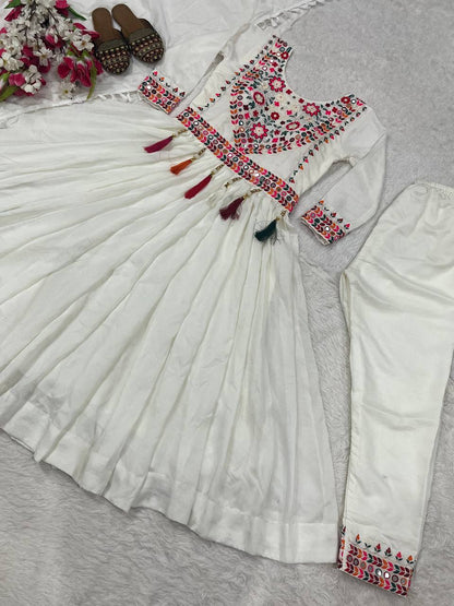 Women’s Heavy Roman Silk Anarkali Suit with Pant & Dupatta | Embroidery & Sequence Work | Full Sleeve, Fully Stitched | Festive & Party Wear