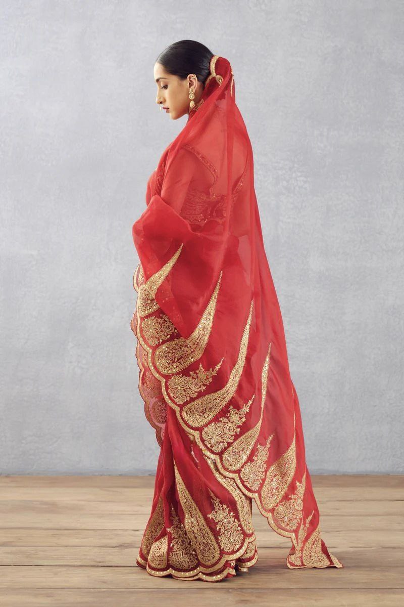 Designer Organza Tissue Saree with Sequins & Cording Work | Cutwork Design | Banglori Silk Heavy Embroidered Blouse