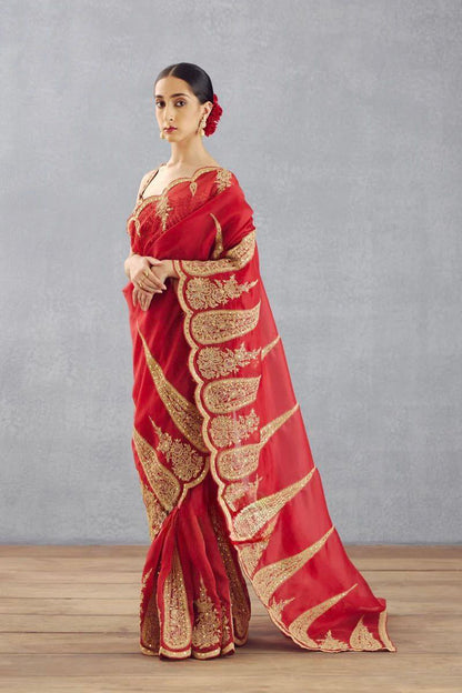 Designer Organza Tissue Saree with Sequins & Cording Work | Cutwork Design | Banglori Silk Heavy Embroidered Blouse