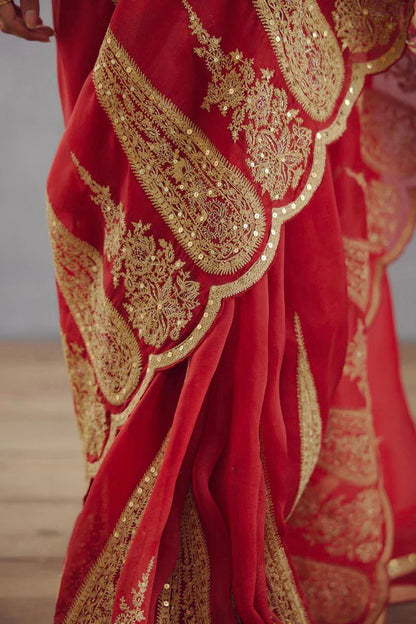Designer Organza Tissue Saree with Sequins & Cording Work | Cutwork Design | Banglori Silk Heavy Embroidered Blouse
