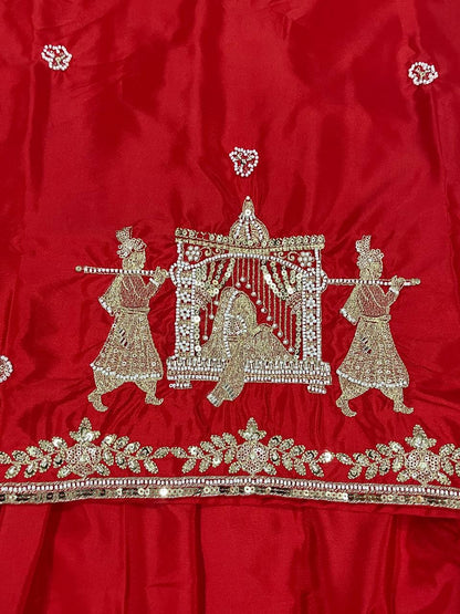 Women’s Natural Crepe Silk Embroidered Lehenga Choli Set with Dupatta | Sequin, Zari & Beads Hand Work | Fully Stitched Party & Wedding Wear