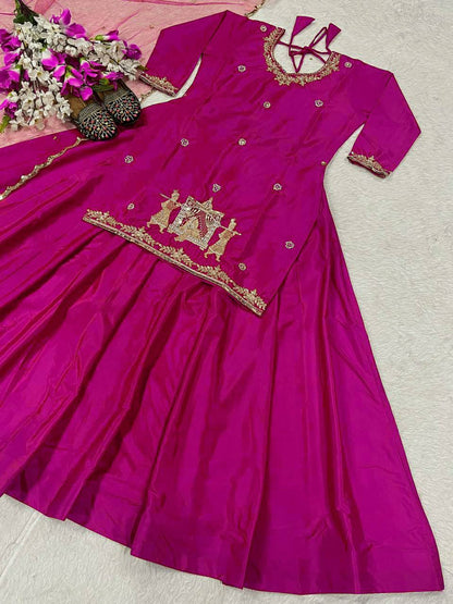 Women’s Natural Crepe Silk Embroidered Lehenga Choli Set with Dupatta | Sequin, Zari & Beads Hand Work | Fully Stitched Party & Wedding Wear