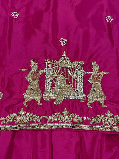 Women’s Natural Crepe Silk Embroidered Lehenga Choli Set with Dupatta | Sequin, Zari & Beads Hand Work | Fully Stitched Party & Wedding Wear
