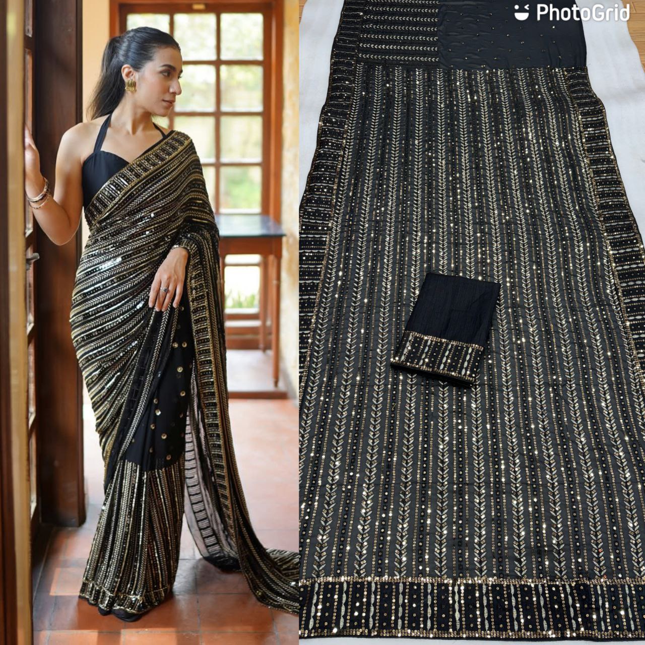 Bollywood glamour with our Dazzling Diva saree a masterpiece crafted from premium 60-gram heavy Georgette fabric