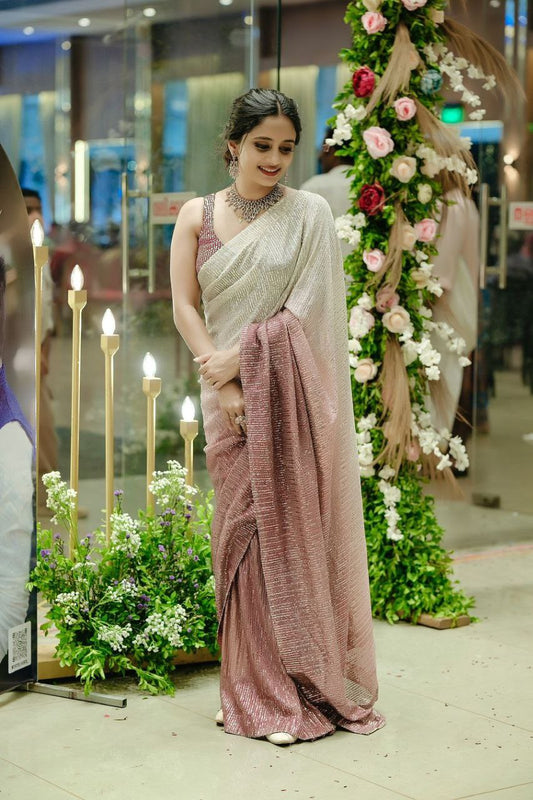 Women’s Georgette Saree 60 GSM with Digital Print & Heavy 3MM Rainbow Sequin Embroidery | Banglori Silk Blouse with Full Sequin Work | Party & Festive Wear