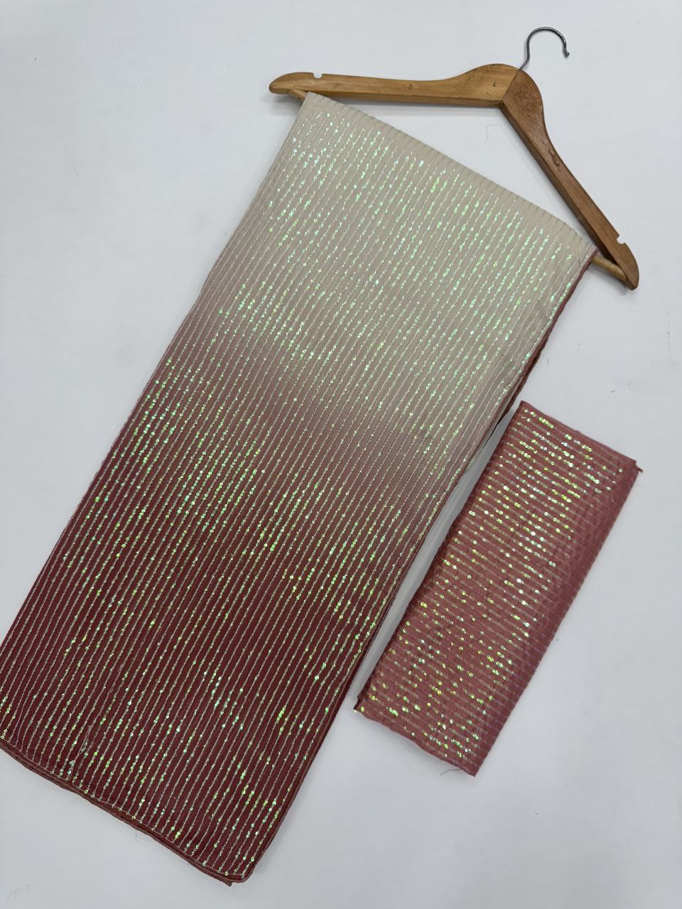 Women’s Georgette Saree 60 GSM with Digital Print & Heavy 3MM Rainbow Sequin Embroidery | Banglori Silk Blouse with Full Sequin Work | Party & Festive Wear