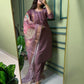 Designers Kurti Pent Dupatta Set, Premium Roman Silk, Dupatta Hevay Chanderi With Digital Print With Latkan and Kurta Embroidery MultI Work with Cotton Inner (Full)