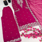 Designer Pure Faux Georgette Silk Top & Plazzo Set with Dupatta – Multi-Needle Sequins & Zari Embroidery