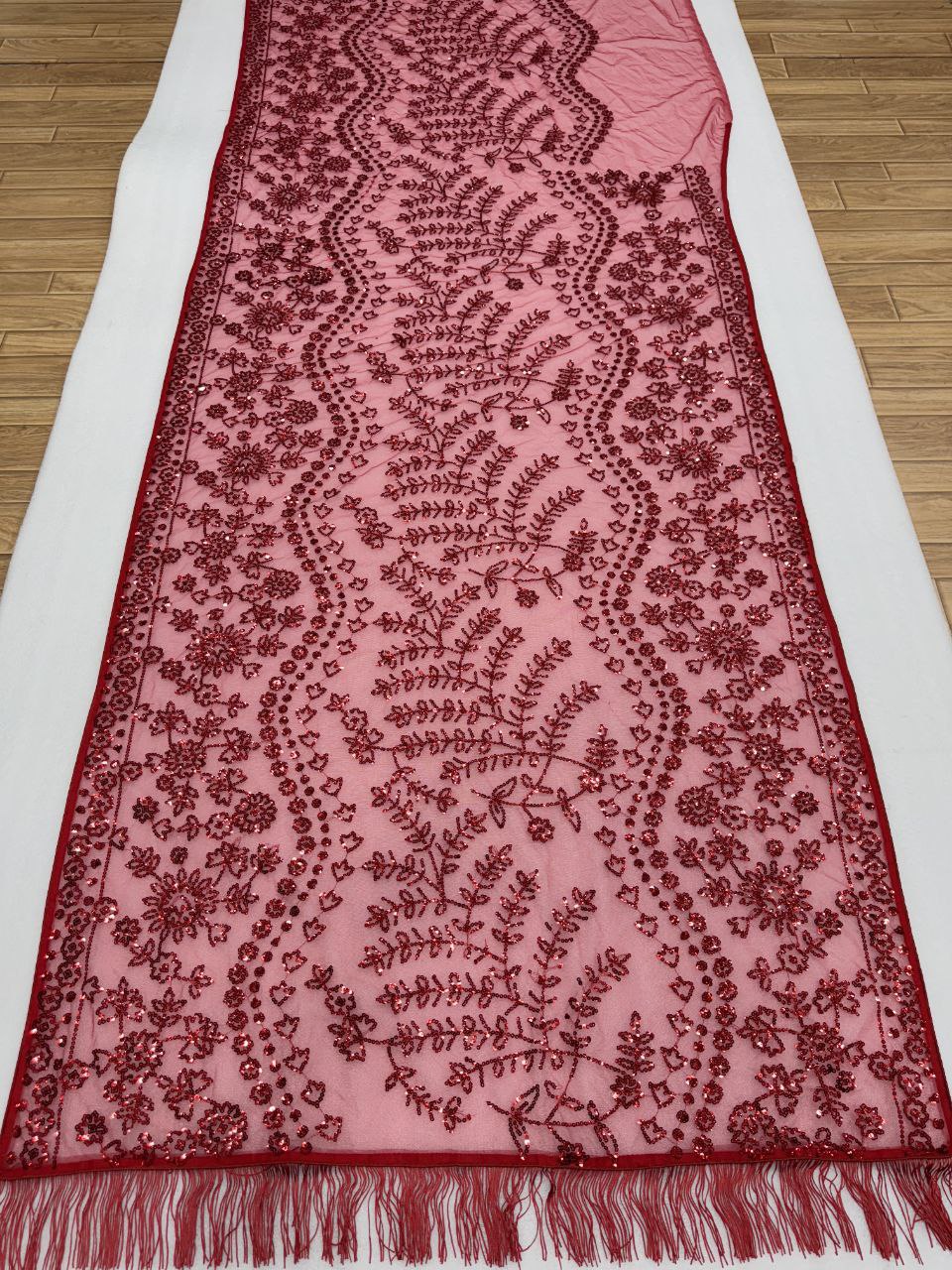 Women’s Heavy Butterfly Net Saree with 5MM Sequin Embroidery | Unstitched Net Blouse with Front & Back Work | Zalar Detailing on Pallu & Blouse | 4.4M Work Done