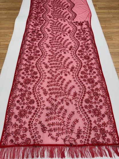 Women’s Heavy Butterfly Net Saree with 5MM Sequin Embroidery | Unstitched Net Blouse with Front & Back Work | Zalar Detailing on Pallu & Blouse | 4.4M Work Done