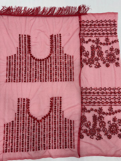 Women’s Heavy Butterfly Net Saree with 5MM Sequin Embroidery | Unstitched Net Blouse with Front & Back Work | Zalar Detailing on Pallu & Blouse | 4.4M Work Done