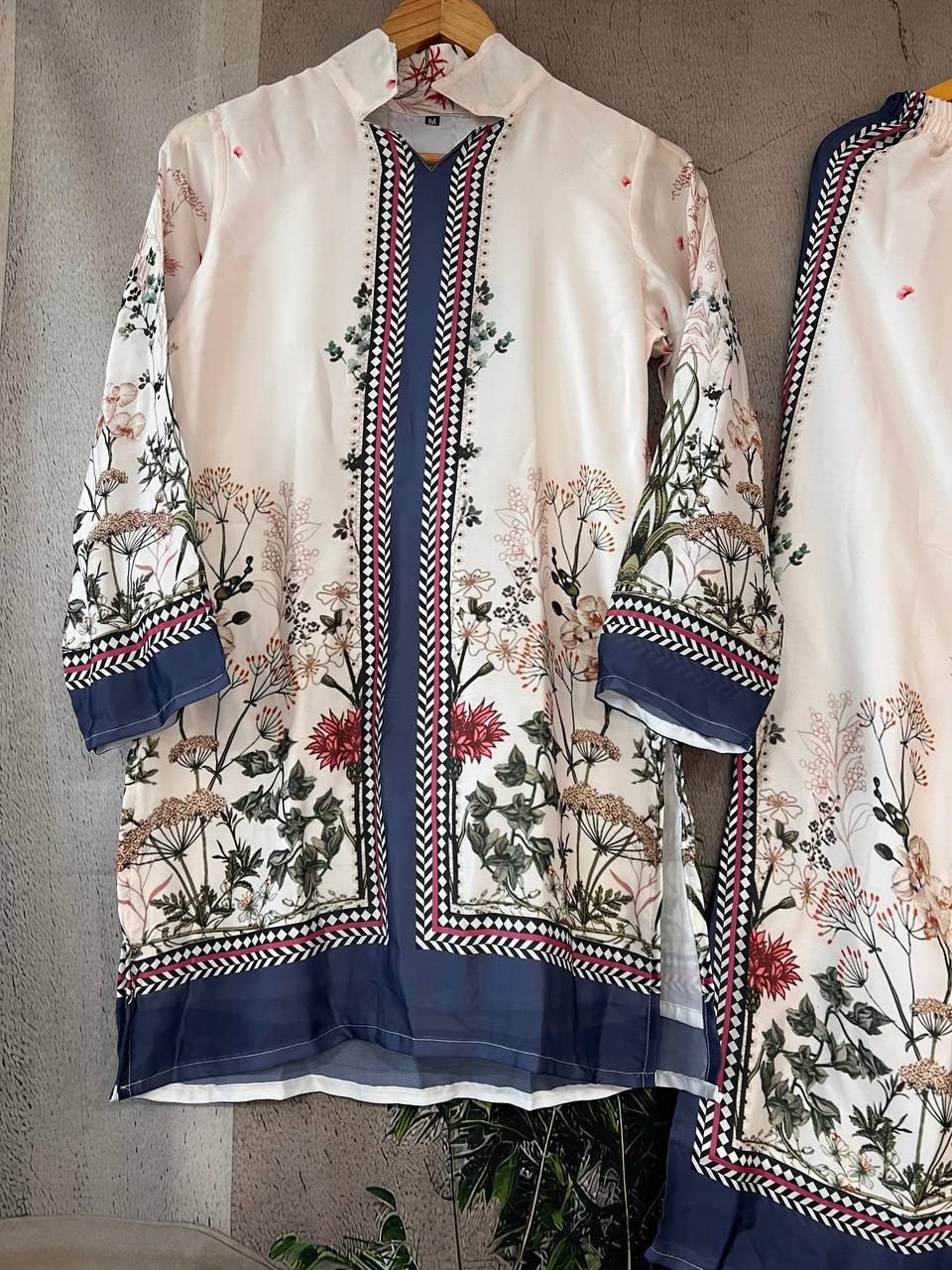 Elegant Pure Satin Crape Silk Co-Ord Set – Digital Print Top & Pant with Micro Silk Inner