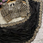 Heavy Faux Georgette Saree with Sequin Work, Mirror Lace Border & Embroidered Blouse