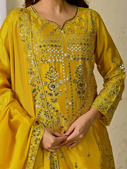 Designer Heavy Chinon Silk Embroidered Sharara Palazzo Set for Women | Sequence Work | Fully Stitched with Dupatta