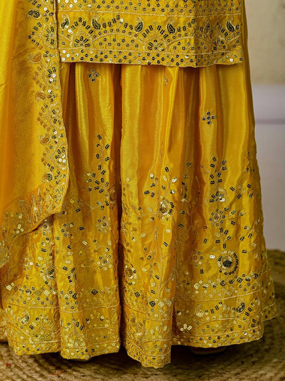 Designer Heavy Chinon Silk Embroidered Sharara Palazzo Set for Women | Sequence Work | Fully Stitched with Dupatta