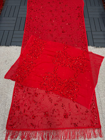 New Bollywood Blockbuster Heavy Georgette Saree with Multicolor Sequin Embroidery & Zalar Pallu