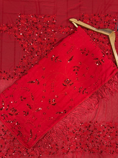 New Bollywood Blockbuster Heavy Georgette Saree with Multicolor Sequin Embroidery & Zalar Pallu
