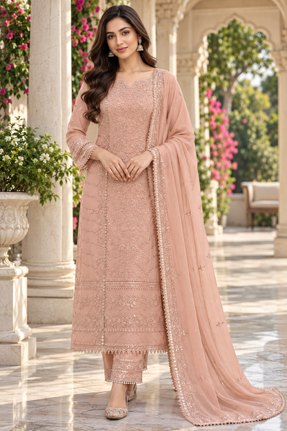 Beautiful Georgette Sequence Embroidery Multi Purpose Semi-Stitched Pakistani Salwar Suit Material