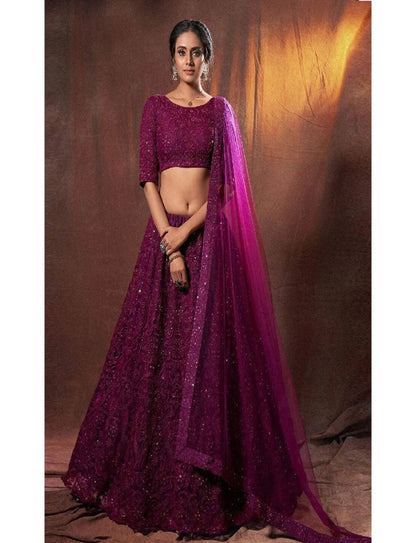 Wine Color Designer Tapeta Silk Chain Diamond Work Wedding Wear Lehenga Choli