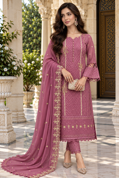 Attractive Georgette Sequence Embroidery Multi Purpose Semi-Stitched Pakistani Salwar Suit Material