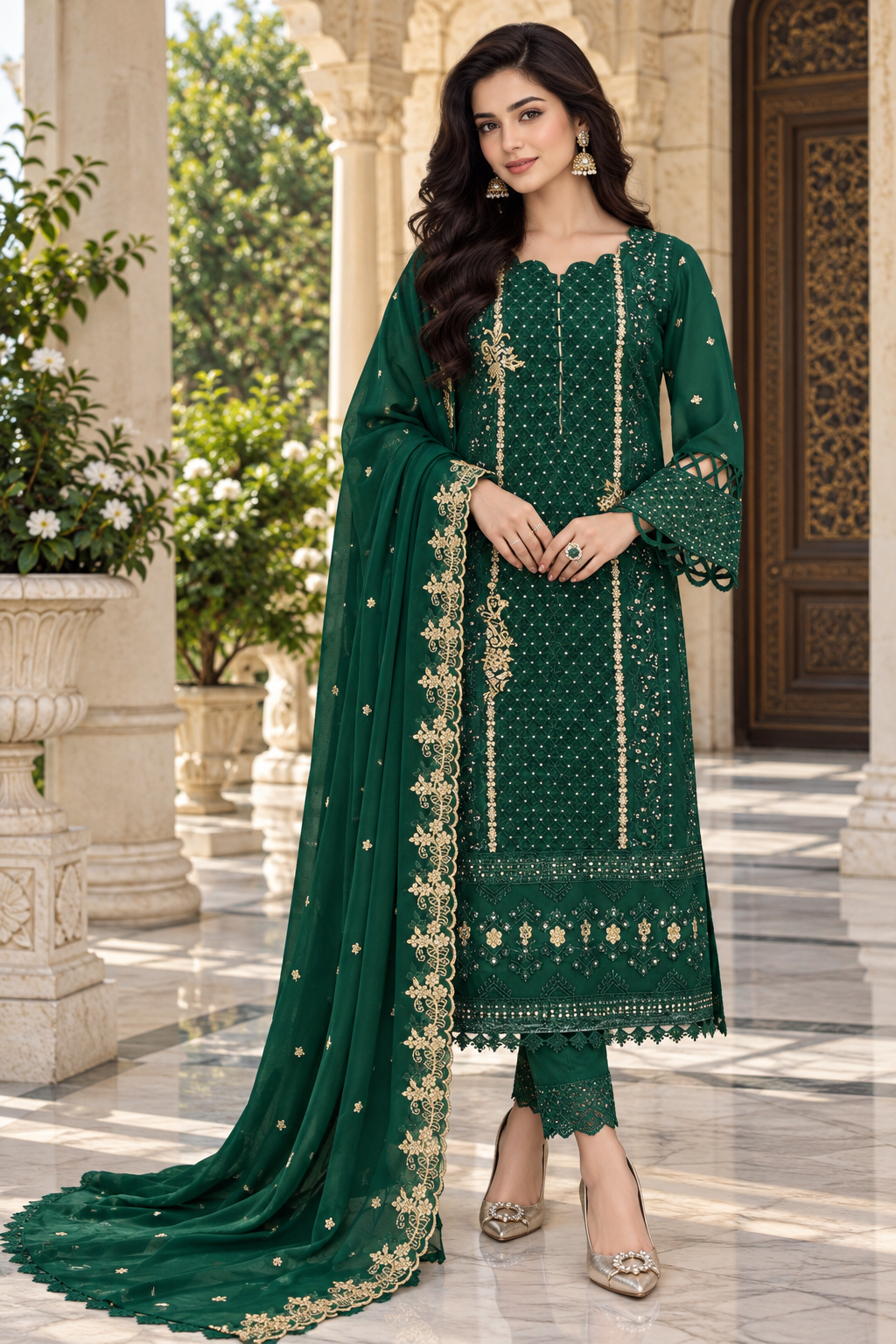 Attractive Georgette Sequence Embroidery Multi Purpose Semi-Stitched Pakistani Salwar Suit Material