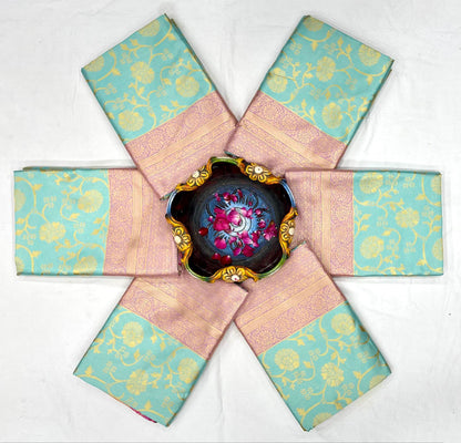 Pista Pink Banarasi Soft Lichi Silk Saree For Beautiful Rich Pallu & Jacquard Lace Border Work Saree With Blouse Piece