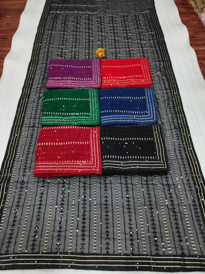 Indian Designer Sarees for Women Bollywood Stylish Georgette Fabric Thread Sequence Work Party Wear Saree